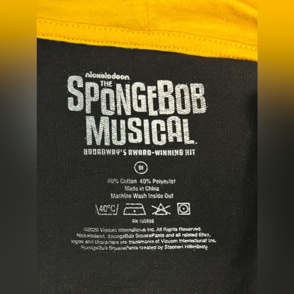 Nickelodeon SpongeBob Musical Hoodie Adult Medium Black Yellow Gary Snail Design - Picture 6 of 7